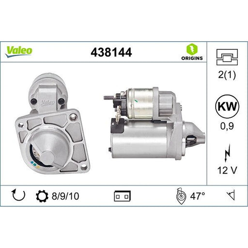 Valeo Starter Motor 12V 0.9kW Teeth 438144