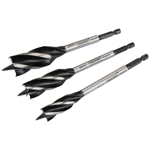 Draper 4 Fluted Auger Bit Set, 165mm (3 Piece) 54634 Draper - Dynamic Drive