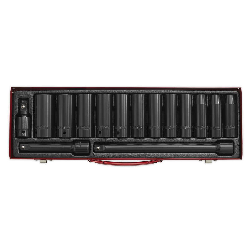Sealey Impact Socket Set 15pc 1/2"Sq Drive Deep Metric AK5815M Sealey - Dynamic Drive