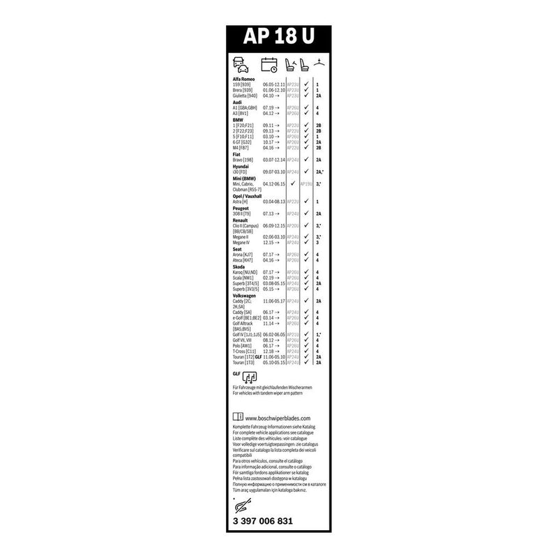 Bosch Aerotwin Wiper Blade 450mm — AP18U fits Alfa Romeo 159 2005-2012