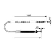 Bosch Handbrake Cable Right Rear fits Fiat Stilo 2001-2007 1.2 1.6 1.8 1.9 2.4