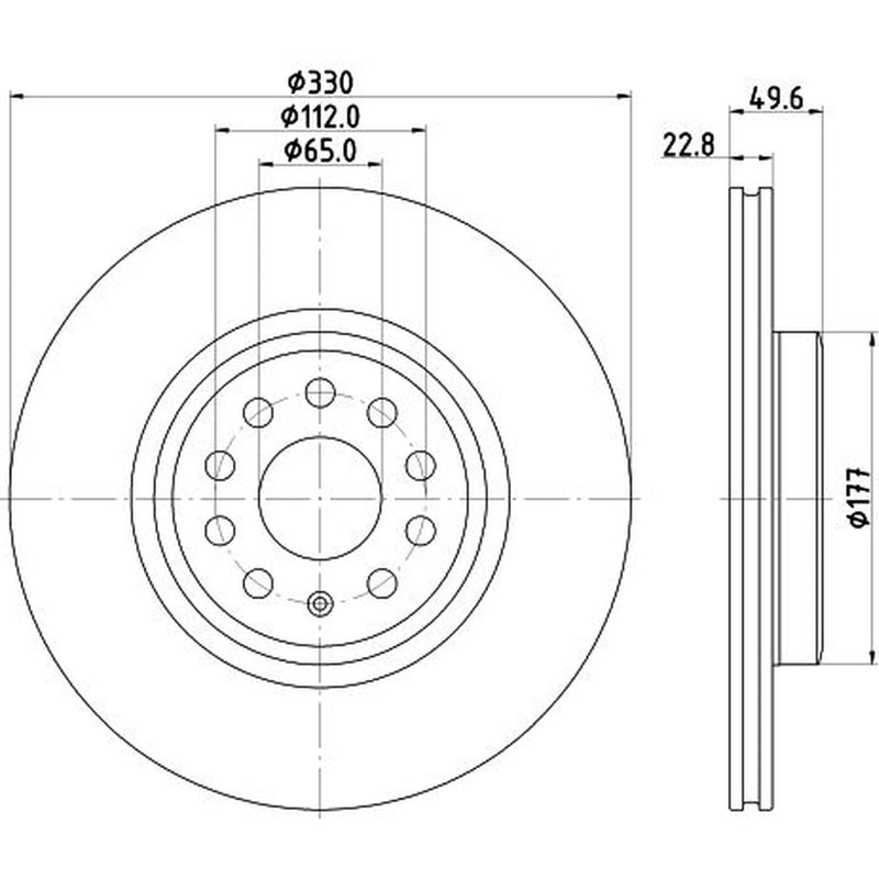 Mintex 2 x Vented Front Brake Discs MDC3000C-x2