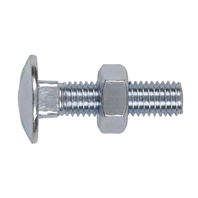 Sealey Coach Bolt & Nut M10 x 40mm Zinc Pack of 50 CBN1040 Sealey - Dynamic Drive