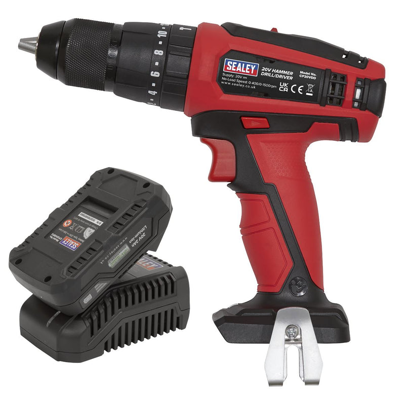 Sealey Combi Drill Kit13mm 20V 2Ah SV20 Series Lithium-ion CP20VDDKIT1 Sealey - Dynamic Drive