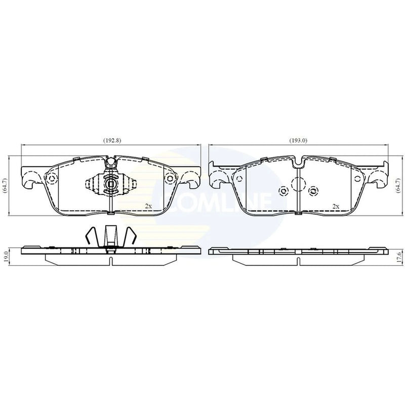 Comline 4 x Front Brake Pad Set fits Jaguar F-Pace 2015 on 2.0 3.0