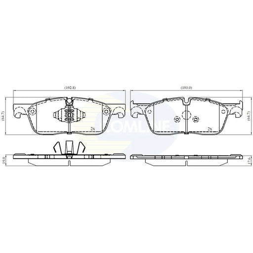 Comline 4 x Front Brake Pad Set fits Jaguar F-Pace 2015 on 2.0 3.0