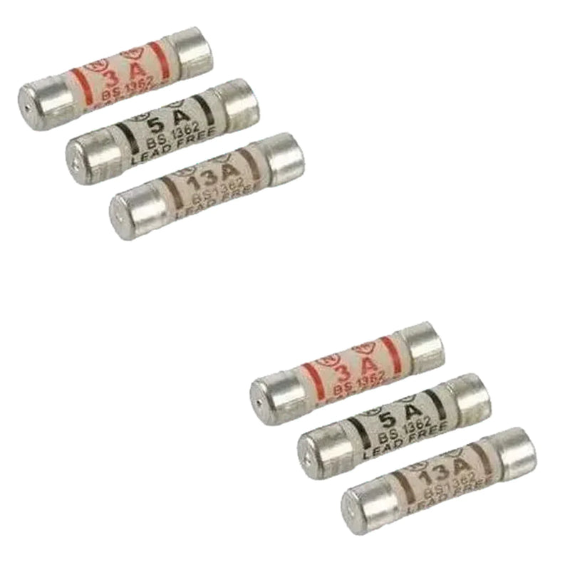 W4 Mixed Mains Plug Fuses 6 Pack - 0.016kg