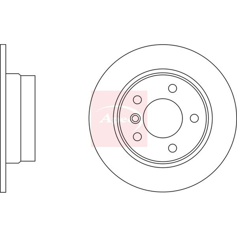 Apec 2 x Solid Brake Discs fits BMW 1 2004-2011