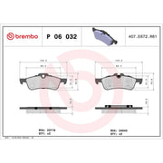 Brembo 4 x Rear Brake Pad Set fits Mini Mini 2001-2008