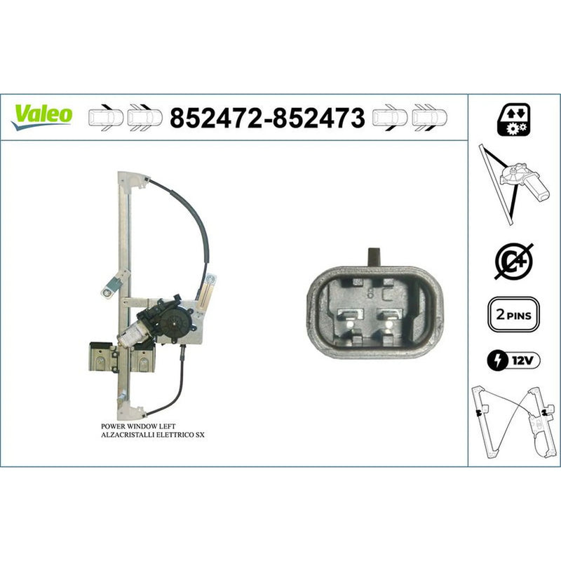 Valeo Electric Window Regulator Lifter Left Front 852472