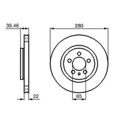 Bosch 2 x Vented Brake Discs fits VW Passat B3/B4 1991-1997 2.8