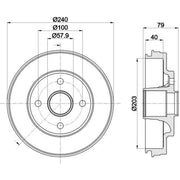 Mintex Brake Drum Assembly Rear fits Mitsubishi Space Star VI 2012 on 1.0 1.2