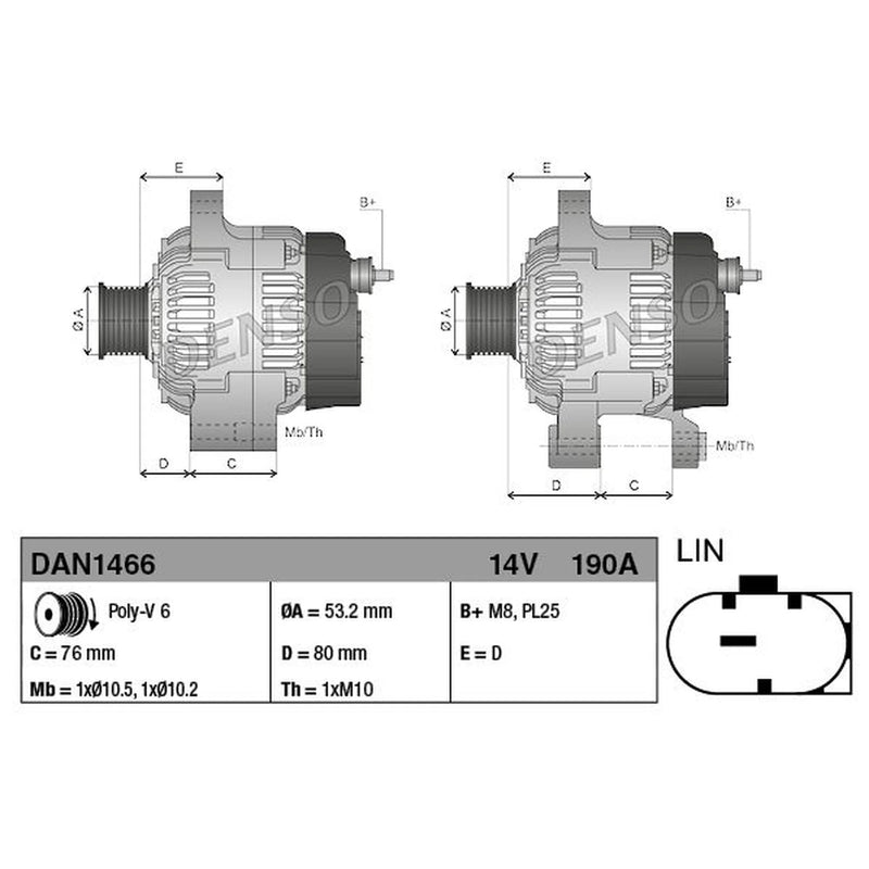 Denso Car Alternator 12V DAN1466