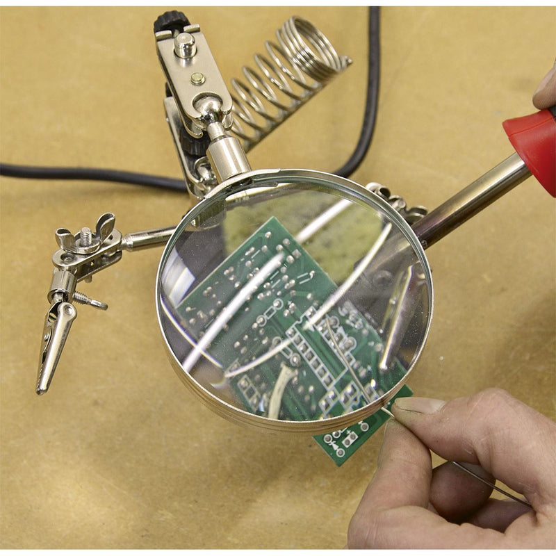 Sealey Mini Robot Soldering Stand with Magnifier & Iron Holder SD150H Sealey - Dynamic Drive