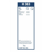 Bosch Conventional Wiper Blade 380mm — H383 fits Audi A6 Allroad C6 2006-2011