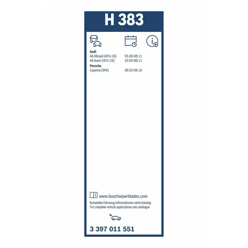 Bosch Conventional Wiper Blade 380mm — H383 fits Audi A6 Allroad C6 2006-2011