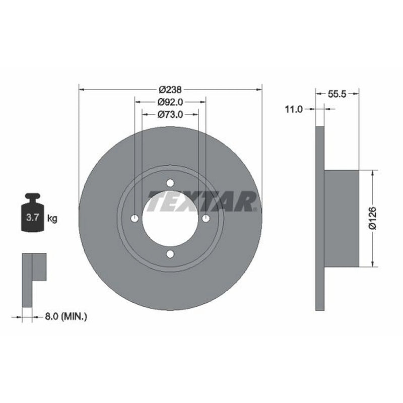 Textar 2 x Solid Brake Discs 92005400