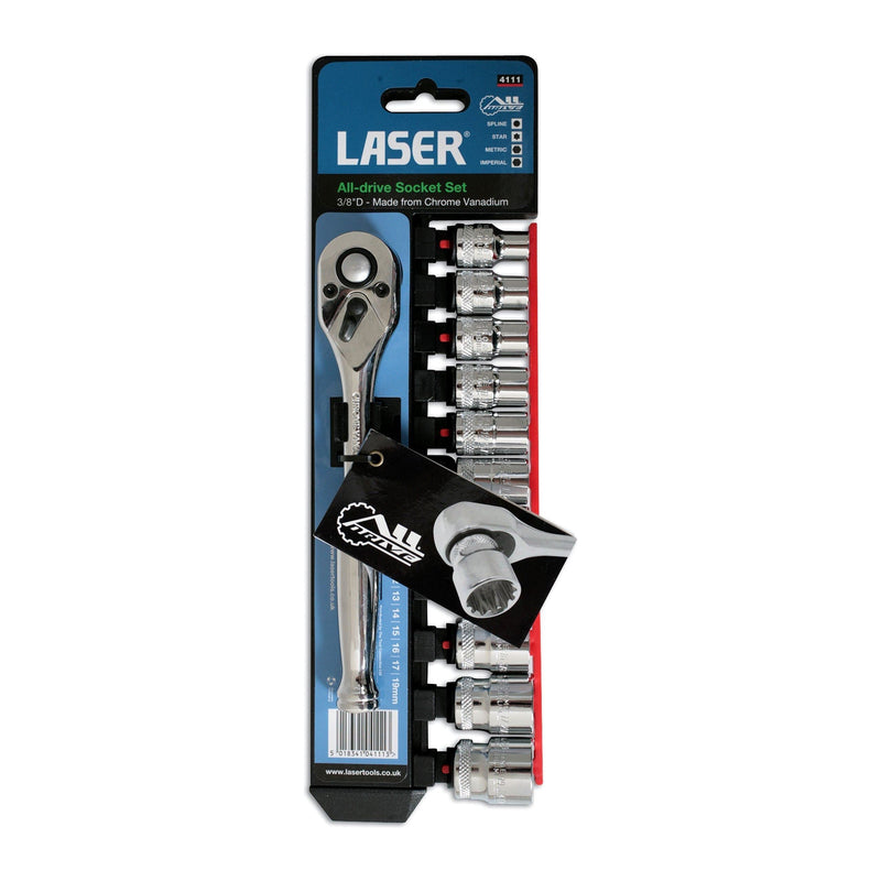 Laser Alldrive Socket Set 3/8"D 12pc 4111 Laser - Dynamic Drive