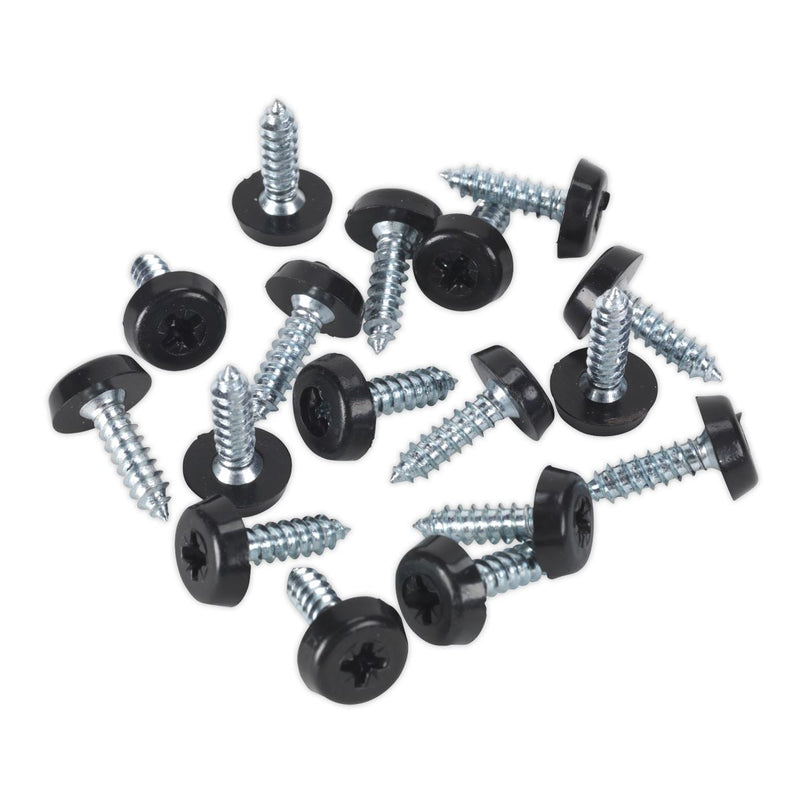 Sealey Numberplate Screw Plastic Enclosed Head 4.8 x 18mm Black Pack of 50 PTNP3 Sealey - Dynamic Drive