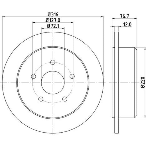 Mintex 2 x Solid Brake Discs fits Jeep Wrangler III 2007-2011 2.8 3.6 3.8