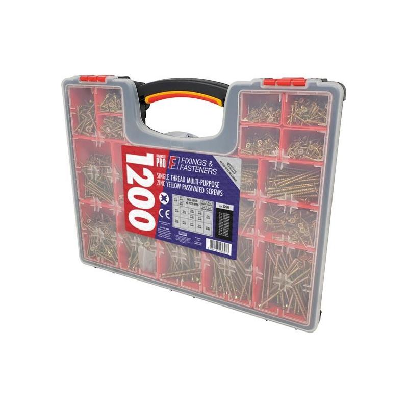 Forgefix Organiser Pro Multi-Purpose Wood Screw Kit, 1200 Piece ForgeFix - Town Tools