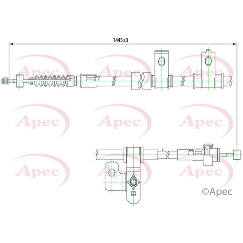 Apec Handbrake Cable Left Rear fits Hyundai Coupe II 2001-2009 1.6 2.0 2.7