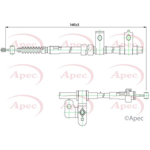 Apec Handbrake Cable Left Rear fits Hyundai Coupe II 2001-2009 1.6 2.0 2.7