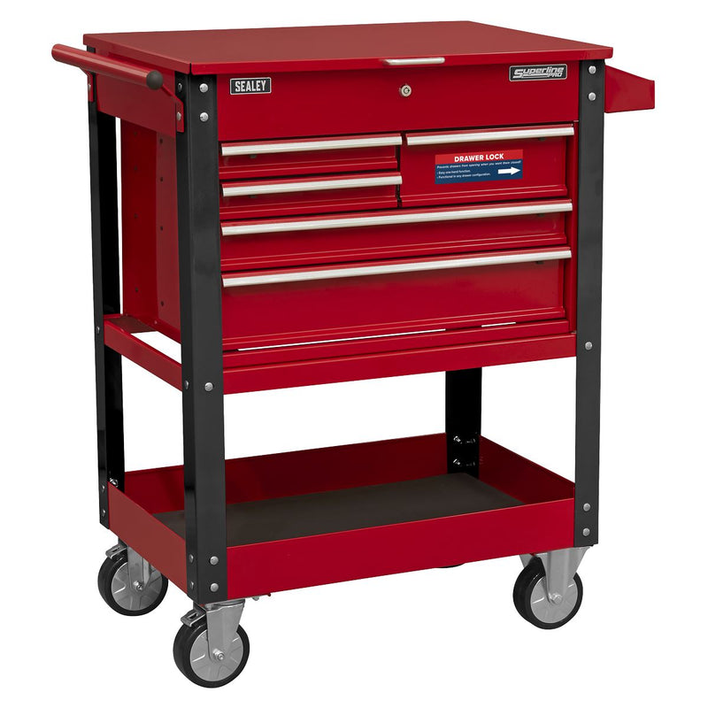 Superline PRO Heavy-Duty Mobile Tool & Parts Trolley 5 Drawers & Lockable Top Superline Pro - Dynamic Drive