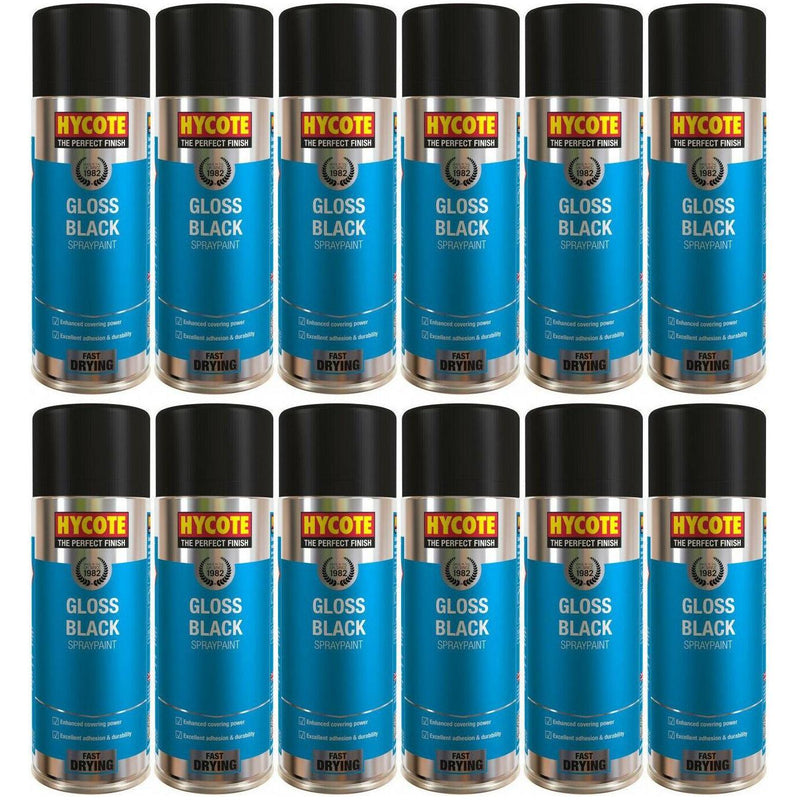 Hycote Fast Drying Aerosol Car Spray Paint, Gloss Black, 400 ml Hycote - Town Tools 