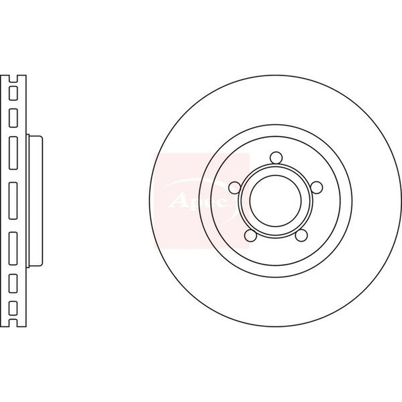 Apec 2 x Vented Brake Discs fits Ford Focus II 2009-2011 2.5