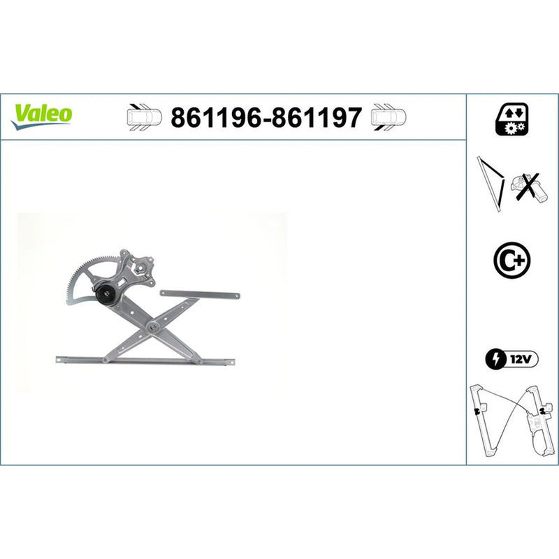 Valeo Electric Window Regulator Lifter Right Rear 861197