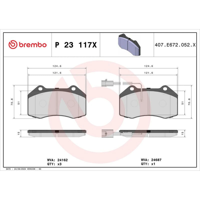 Brembo 4 x Front Brake Pad Set fits Abarth Grande Punto 2007-2010 1.4