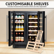 Baridi 40 Bottle/120 Can Freestanding Dual Zone Wine Fridge & Cooler 60cm Baridi - Dynamic Drive