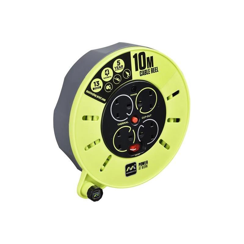 Masterplug PRO-XT Cassette Cable Reel 240V 13A 4-Socket 10m Masterplug - NN4 Online