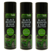 3x Autotek Professional Black Bumper and Trim 500ml Spray Paint High Coverage Autotek - Dynamic Drive