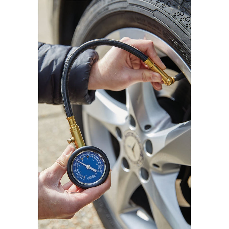 Draper Tyre Pressure Gauge with Flexible Hose 69924 Draper - Dynamic Drive