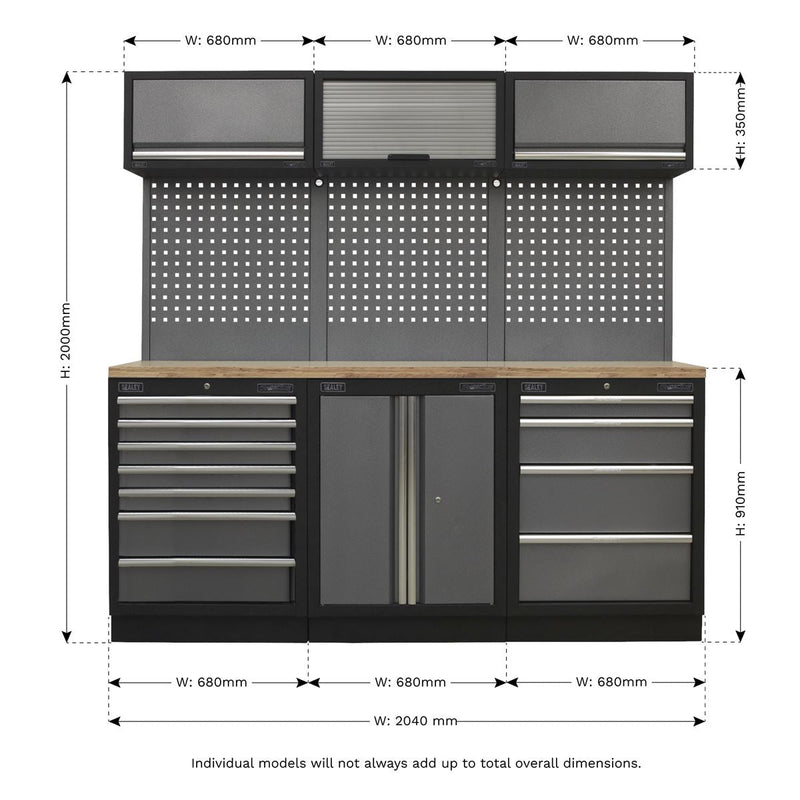 Sealey Superline Pro 2.0m Storage System Wood Worktop APMSSTACK07W Sealey - Dynamic Drive