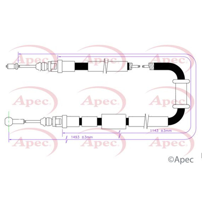 Apec Handbrake Cable Left Rear fits Opel Movano B 2010-2021 2.3