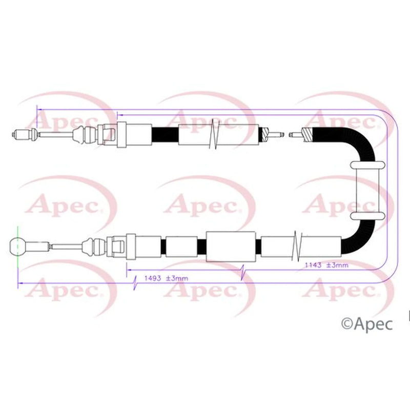 Apec Handbrake Cable Right Rear CAB1755