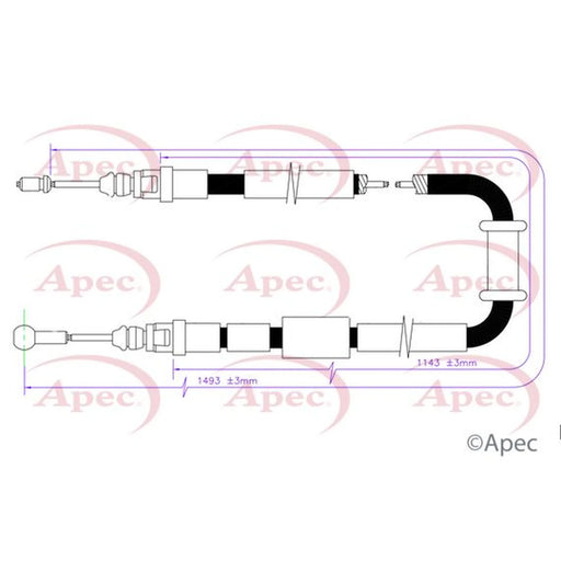 Apec Handbrake Cable Right Rear CAB1755