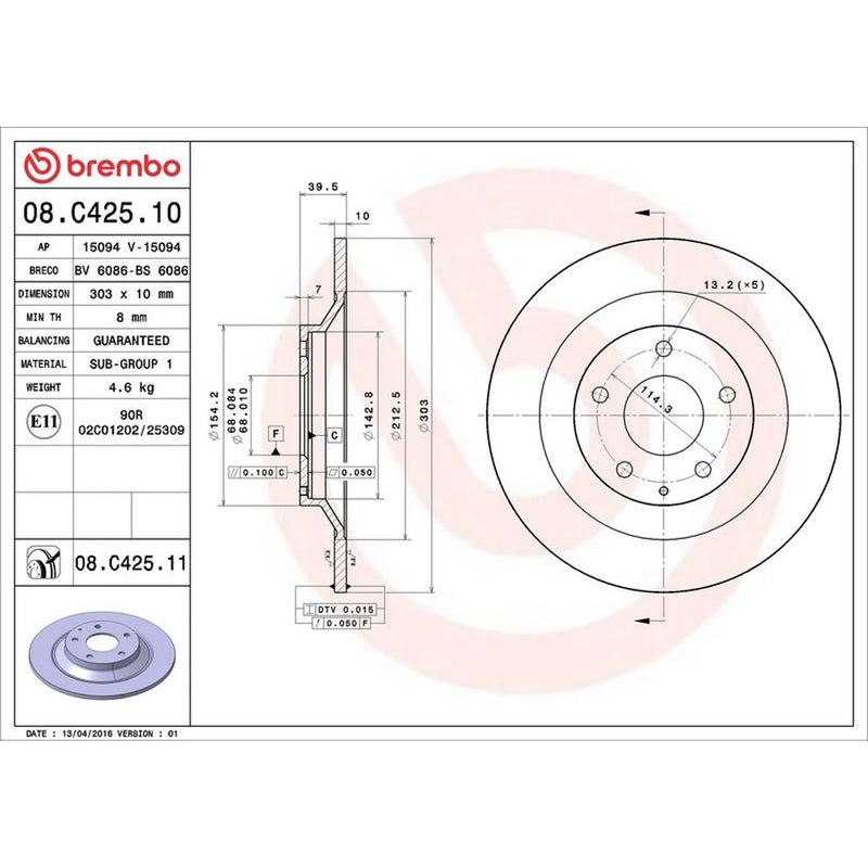 Brembo Rear Brake Solid Discs & Pads fits Mazda CX-5 2011-2017 2.0 2.2