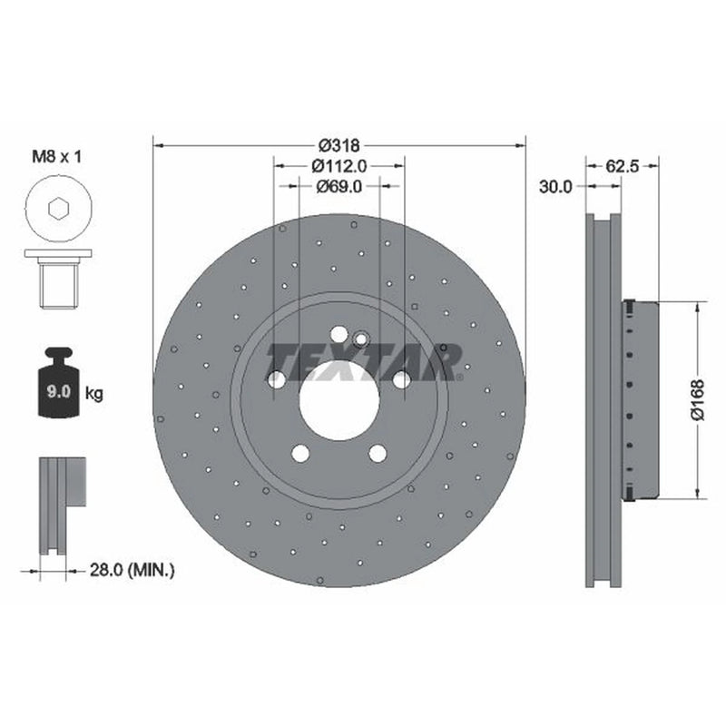 Textar 2 x Two-Piece Front Brake Disc Brake Discs 92358225-x2