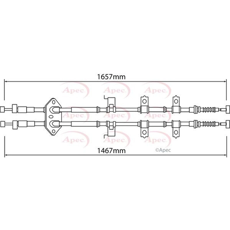 Apec Handbrake Cable Left Rear fits Mazda 6 2007-2013 1.8 2.0 2.2 2.5