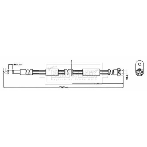 Borg & Beck Brake Hydraulic Hose Line Rear Right BBH8721