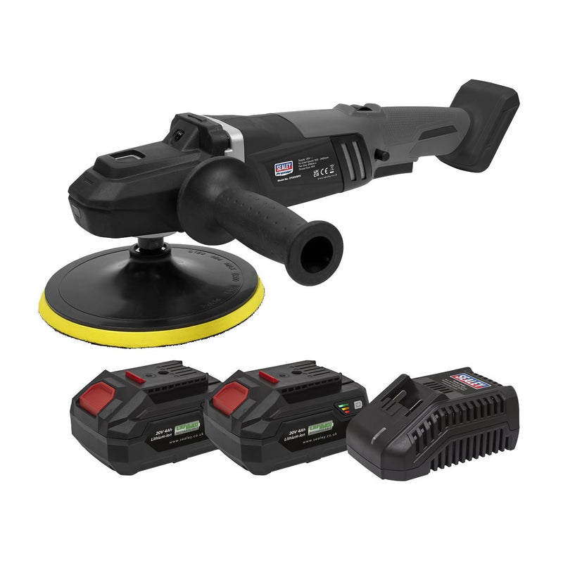 Sealey Brushless Rotary Polisher Kit180mm 20V SV20 Series 2 Batteries Sealey - Dynamic Drive