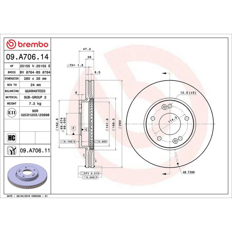 Brembo Front Brake Discs & Pads fits Kia Carens III 2006-2013 1.6 2.0
