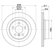 Mintex 2 x Vented Rear Brake Discs MDC3009C-x2
