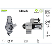 Valeo Starter Motor 12V 1.8kW 16 Teeth 438506
