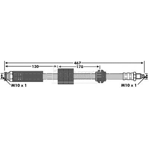 Borg & Beck Brake Hydraulic Hose Line Front Right BBH6097