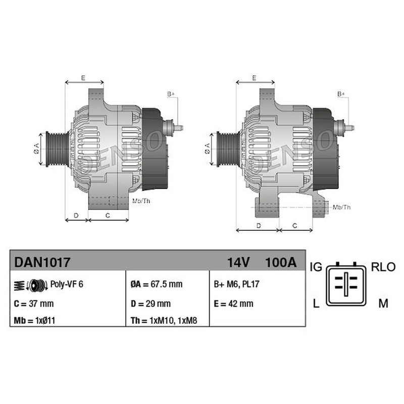 Denso Car Alternator 12V fits Toyota Yaris/Vitz 2005-2011 1.0